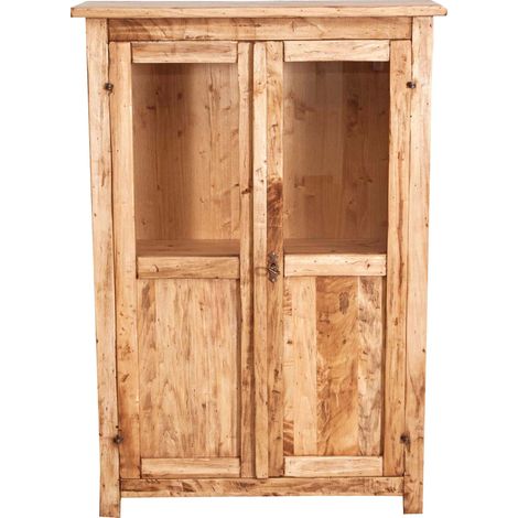 Biscottini – Vaisselier rustique en bois massif de tilleul – Finition blanche patinée – Dimensions L68 x PR25 x H98 cm – Made in Italy - XPR 25 X