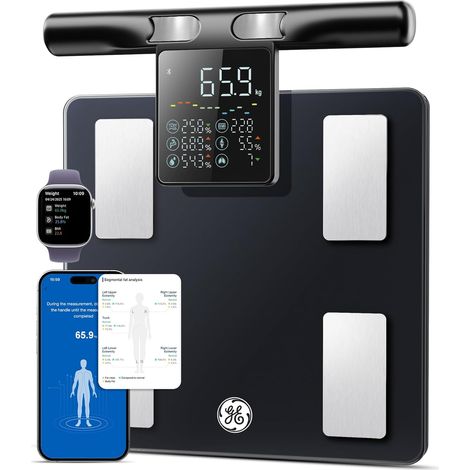Balance Connectée Impedancemetre Smart, 50 Mesures Affichées 180 kg 8 Electrodes Balance Masse Graisseuse et Musculaire IMC (1/5)