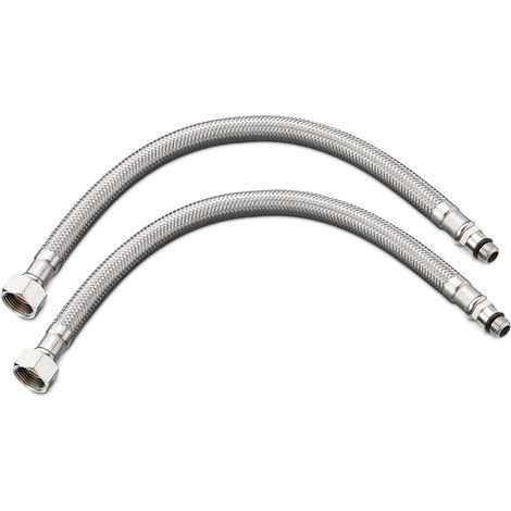 Tuyau de cuisine flexible 60 cm Lot de 2 tubes de raccordement standards G3/8 x M10 x 60 cm pour évier cuisine salle de bain robinet (1/4)