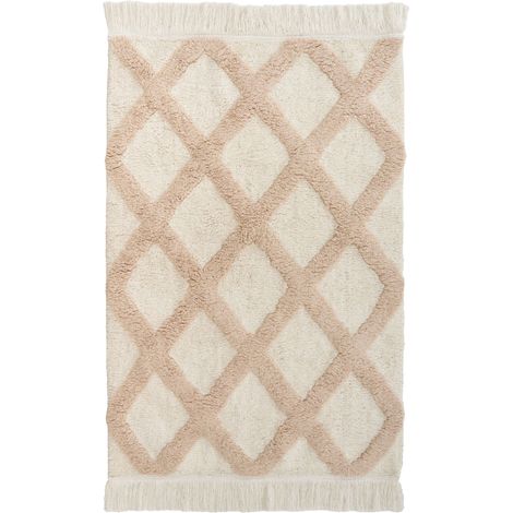 Area Rug Bathmat Beige Cotton 60 x 90 cm Decorative Boho Style Living Room Kids PUNSARI (1/5)