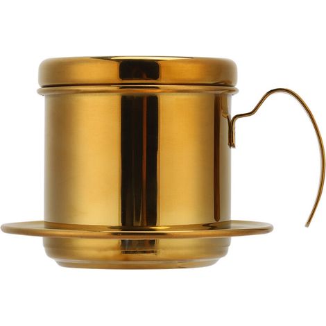Stainless Steel Vietnamese Style Coffee Maker Pot Coffee Drip Brewer for Home Kitchen Office OutdoorGold
