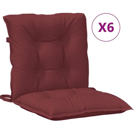 Cojines para silla respaldo bajo 6 ud tela rojo tinto melange vidaXL