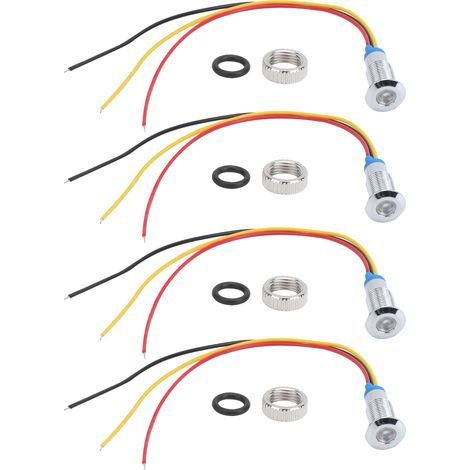4 jeux de voyants LED, Signal lumineux, 2 couleurs, Anode commune, étanche, métal, 8mm, 220V (Rouge jaune) (1/5)