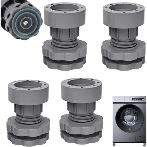 4 Pièces Universel Patin Machine à Laver FORMVERSITY, Gris Tapis Anti Vibration Machine a Laver Ajustable 7 à 9.5cm, Tapis Anti Vibration Machine à Laver Support Anti Vibration Machine à Laver (1/5)