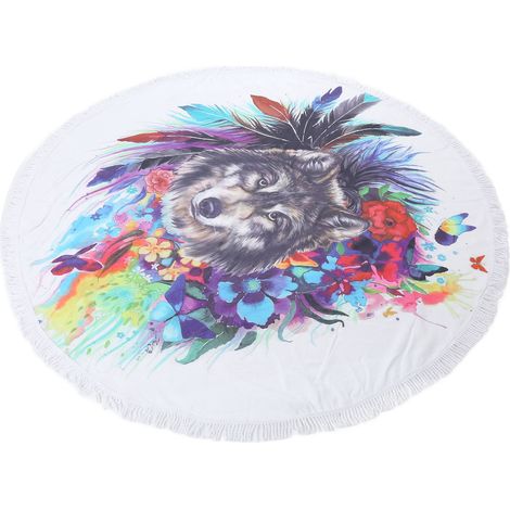 Serviette de plage ronde, couverture de plage circulaire à pompons, tapis de pique-nique surdimensionné pour enfants, n° 3 (1/5)