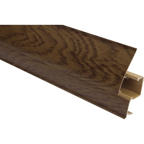PVC Sockelleisten Sparpakete Fußbodenleisten 23x65mm Modern Kabelkanal (30 Meter / 15 Leisten, 8640 Holzoptik Kastanie)