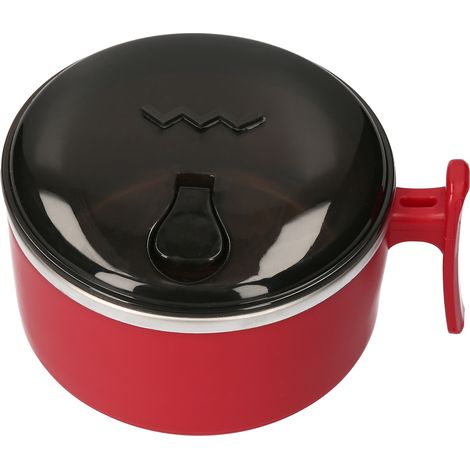 Suppenschüssel aus Edelstahl mit großem Fassungsvermögen (975 ml), mikrowellengeeignet, mit belüftetem Deckel und stabilem Griff. (1/5)