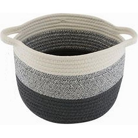 Cleafe - Cestino Cesto In Tessuto Corda Intrecciato Porta Oggetti Rotondo 26x18 Cm 10650 - (1/2)