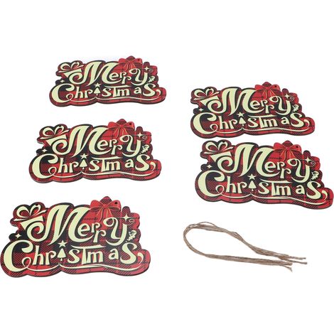 5pcs Christmas Ornaments Wooden Holiday Reusable Decorative Signs for Tree Door Window (1/5)