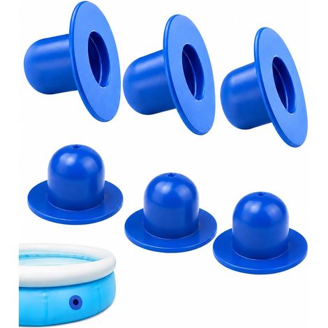 Set of 6 Swimming Pool Plugs (3 x 4 cm/4.96 cm, 3 x 2.8 cm/1.14 in), Waterproof Pump (1/5)