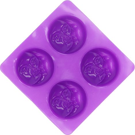 Moule en silicone rond à 4 compartiments en forme de lune pour savon artisanal à faire soi-même, idéal pour la cuisine. (1/5)