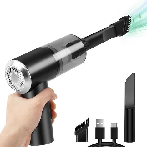 Mini-Akku-Handstaubsauger mit LED-Licht, geeignet für Autos und Tastaturen.