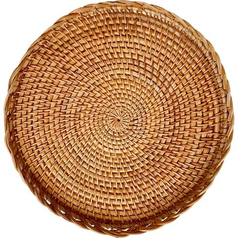 Panier à fruits rond en rotin tressé de 27 cm, panier de rangement multiusage, organisateur de table pour le comptoir de la cuisine (1/5)