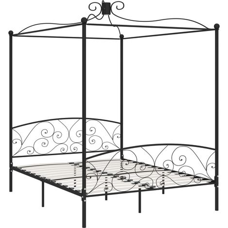 Himmelbett-Gestell Schwarz Metall 160 x 200 cm vidaXL