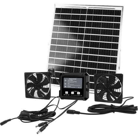 Ventilateur d’extration solaire pour poulailler – Ventilateur de toit avec batterie intégrée et minuterie réglable, idéal pour poules, canards et autres volailles – Fonctionne sans câblage  dengyankun (1/2)