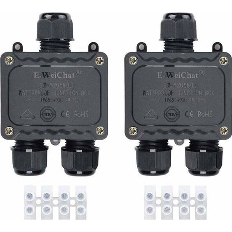 Boîte de dérivation étanche IP68 3 voies pour l'extérieur avec presse-étoupes pour petit boîtier électrique noir de Ø4mm-Ø14mm de di (1/4)
