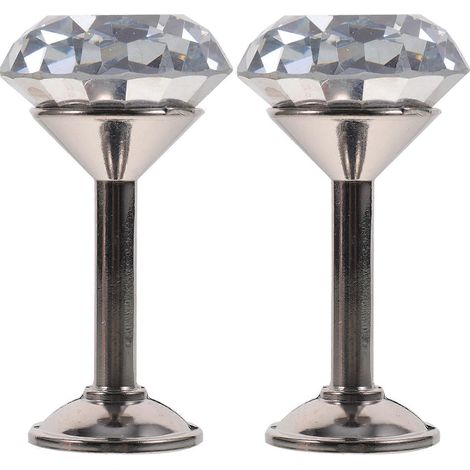 Lot de 2 embrasses de rideaux à pompons en forme de diamant pour porte ou mur (argenté)-Silver