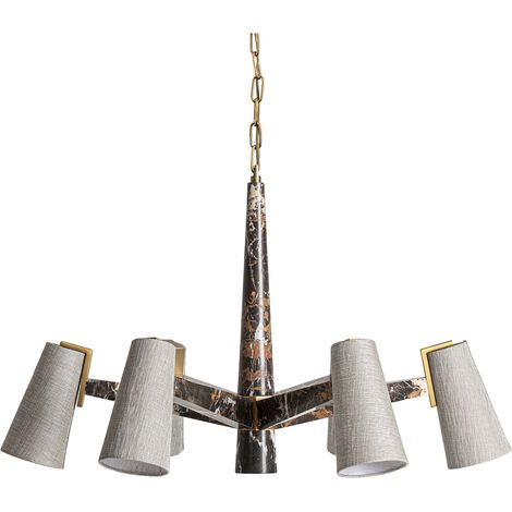 Suspension art déco en marbre - noir marbré, doré et blanc cassé (1/5)
