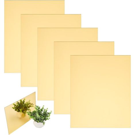 5pcs Miroirs Murs Dorés 11.81" x 9.88" Autocollants Miroirs Acryliques Rectangulaires Flexibles Ensemble Décoration Murale pour Salle de Bain, Chambre (1/5)