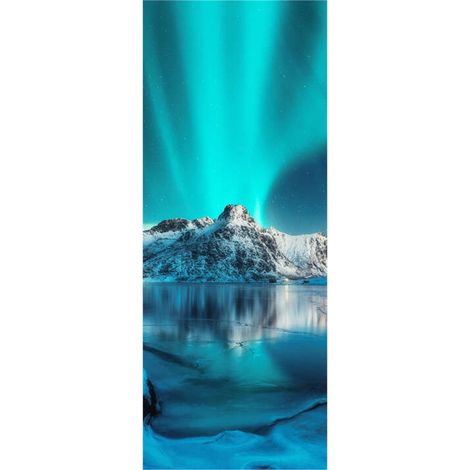 Panneau mural douche en alu-composite VIPANEL - Inspiration Nature Décor Aurore Boréale - Finition Brillant - 100x255cm (1/5)