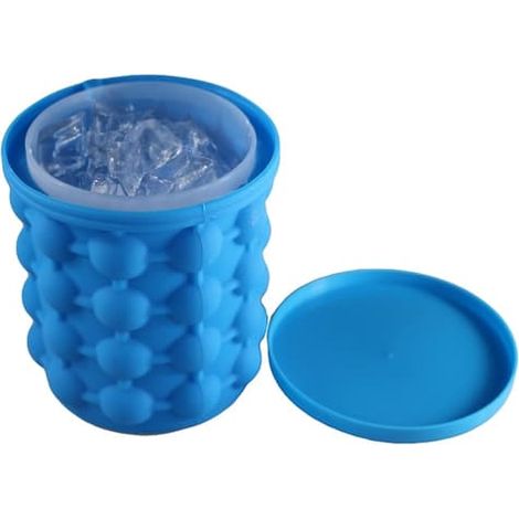 40-piece Ice Box / Ice Bucket in Silicone with Airtight Lid Blue (1/3)