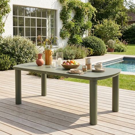 Table de jardin aluminium 10 places kaki. 225 x 100 x 75.5 cm - Zaro