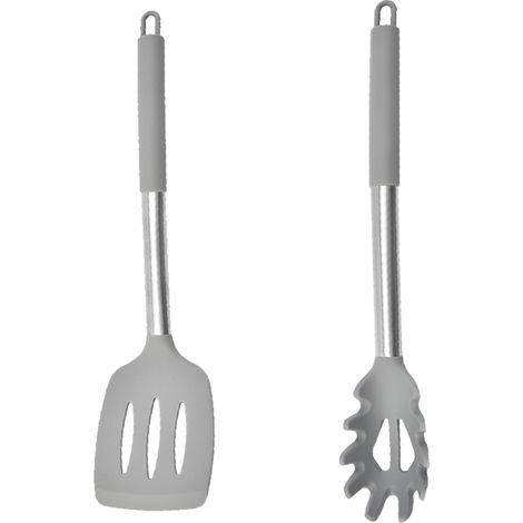 Ensemble Ustensiles Cuisine - Silicone Alimentaire Et Acier Inoxydable - Résistant Chaleur Pour Casseroles Et Poêles - Lot De 2 Pièces (1/5)