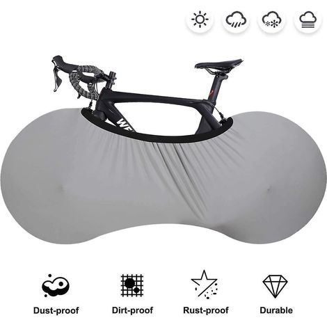 Fahrradabdeckung, staubdichte Aufbewahrungstasche für Fahrräder, waschbar, kratzfest, elastische Abdeckung für Mountainbike- und Rennradreifen, hält den Reifen warm - Grau (1/5)