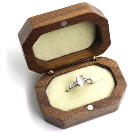 Boîte à bagues en forme double, boîte à bagues de mariage, boîte à bagues de mariage, fiançailles de mariage pour la Saint-Valentin(couleur crème) (1/5)