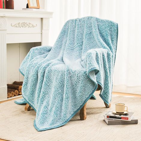 Kuscheldecke Sherpa Doppelgesicht 228x228cm 230 x 230cm 09-türkisblau (1/5)