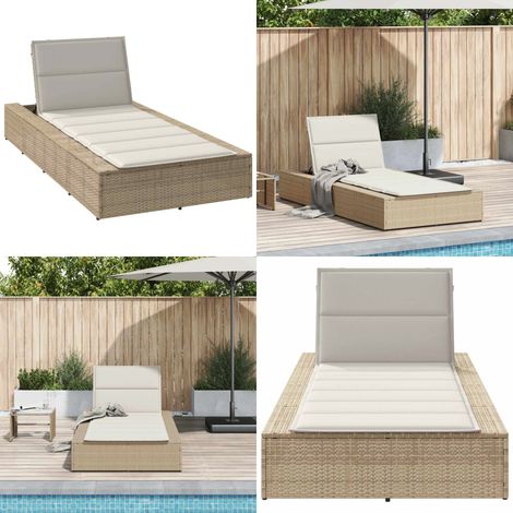 vidaXL Transat avec coussin flottant beige résine tressée (1/5)