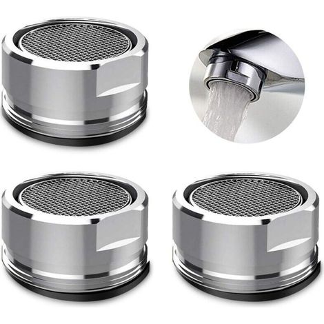 3 Pièces Mousseur Robinet, Aerateur Robinet Filtre Robinet avec Joint D'étanchéité Pour Cuisine, Salle de Bain Argent (Diamètre extérieur 24MM) (1/5)