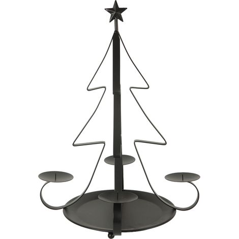 TrendLine Deko Kerzenhalter für 4 Kerzen Metall Ø 35 x 48 cm schwarz