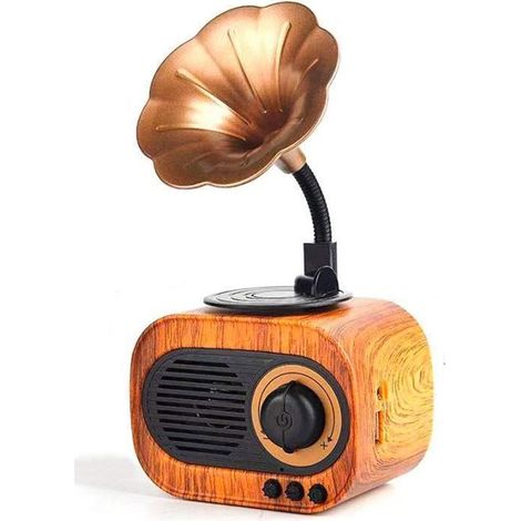 Radio Portable Vintage Bluetooth FM-AM MW - SW Prise en Charge de la Carte TF-AUX-Lecteur MP3 USB lclairage du Marron RADIO CD (1/4)