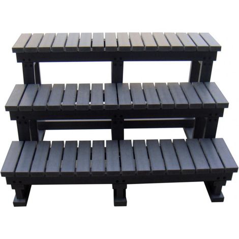 WATERCLIP Escalier composite grey 3 marches - H 73,5 X L 86 l 126,5 cm (1/2)