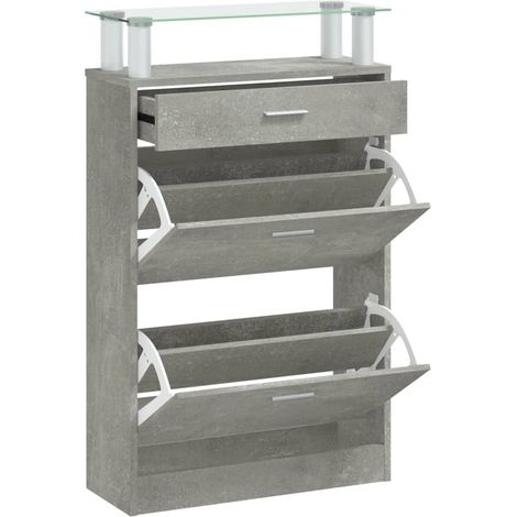 vidaXL Scarpiera Grigio Cemento 63x24x104 cm in Legno Multistrato (1/5)