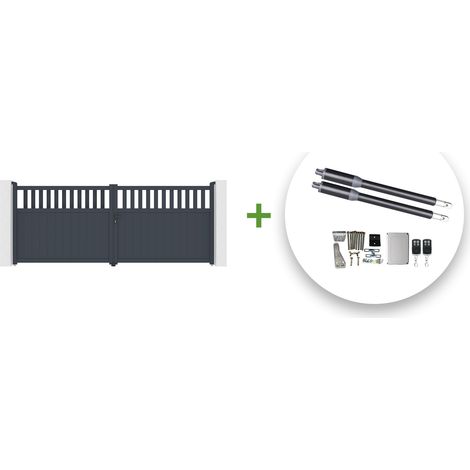 Portón eléctrico abatible 4m SANTIS 400 x 160 cm GRIS + motor RANGER B150 (1/5)