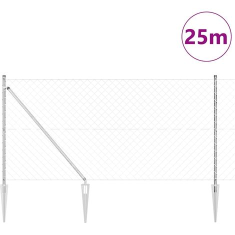 Maison Exclusive - Schweißdrahtzaun mit Spikes 25 x 1,2 m (B x H)