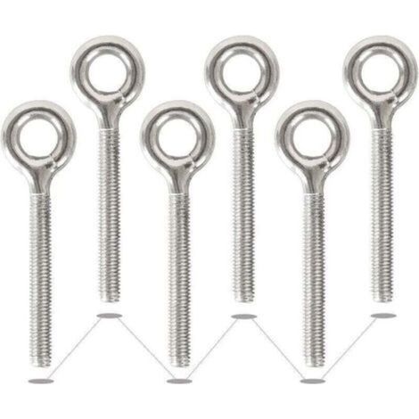 ZVD-6 Pack M10 304 Stainless Steel Rings Closed Welded Threaded Rod Eye Bolts Corrosion Resistant-Eye Screw (1/4)