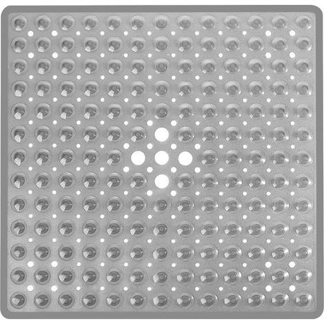 Non-slip square bathroom mat with suction cups – Non-slip shower mat – (Transparent Grey) (1/5)