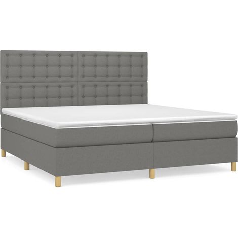 Maison Exclusive - Cama box spring con colchón tela gris oscuro 2 (1/5)