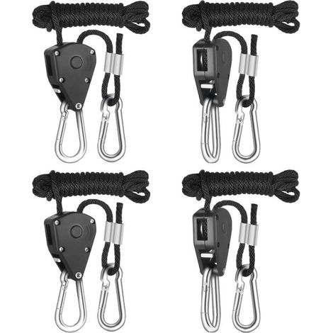 Corde à Cliquet Réglable – Lot de 4 Fixation Robuste & Sécurisée Longueur Ajustable Idéale pour Filets de Camouflage, Voiles d'Ombrage, Jardin & Bricolage (1/5)