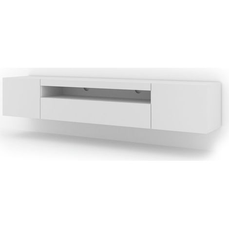 Mueble de TV AURA 200 cm colgante o con patas blanco mate (1/5)