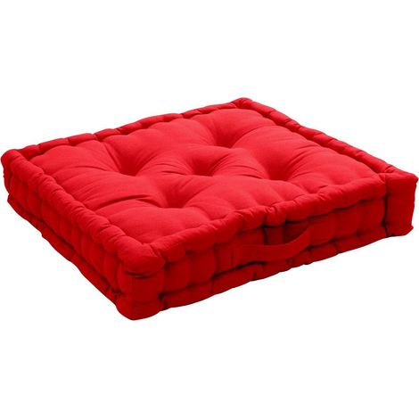 Coussin de Sol Uni "Panama" 50x50cm Rouge