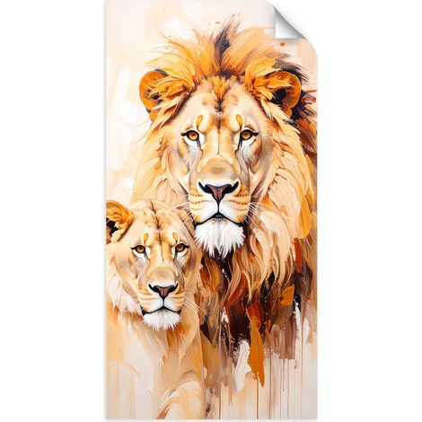 Selbstklebendes Poster – Wandsticker Löwen Tiere Natur 50x100 cm (1/3)