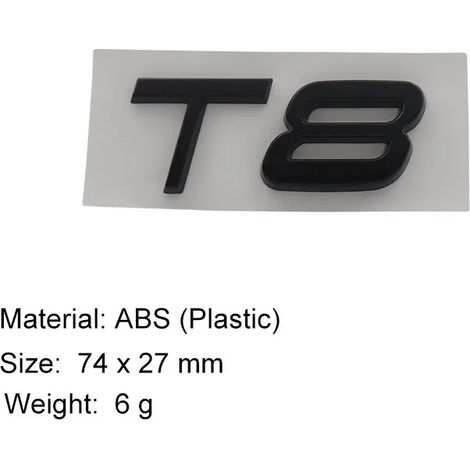 (abs-T8-noir) - Emblème 3D Premium pour capot, aile, coffre, feu arrière, autocollant (1/5)