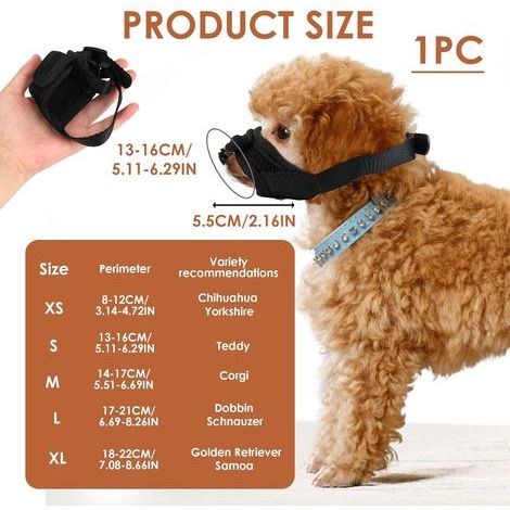 Anti Morsure Muselière Dog Muzzle, Musoliaire Petit Chien Nylon Legere Souple Museliere Réglable Anti Aboiement Intoxication Chiens pour Teddy Bear Shih Tzu Jack Russell Terrier Teckel Nain (S) (1/4)