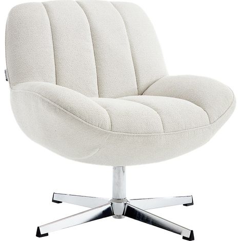 Poltrona girevole in tessuto texturizzato beige VOLABO