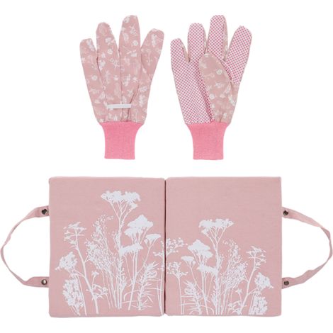 Repose genoux pour le jardinage + gants - Rose - L 50 cm - Livraison gratuite