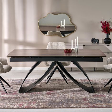 Table design extensible avec plateau aspect noyer 180-260 cm LIZZY (1/5)